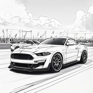 Ford Mustang Coloring Pages: Classic & Modern Car Art (Digital Download)