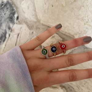 evil eye ring, wrapped wire ring