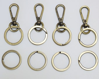 10 pcs FLAT SPLIT RINGS Antique Brass Bronze Keyring Blank Key Chain Hardware O Rings Keyring Connectors