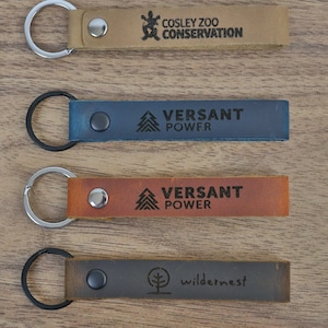 Business Logo Keychain, Custom Leather Keychain