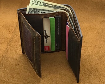 TRIFOLD WALLETS for MEN, Men's Leather Trifold Wallet, Personalized Mens Wallet, Leather Wallet Holds Lots of Money, Rfid Wallet