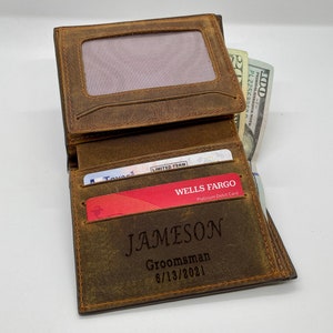 GROOMSMAN WALLET, Cartera de cuero para hombre, Cartera de hombre personalizada, Cartera de cuero con mucho dinero
