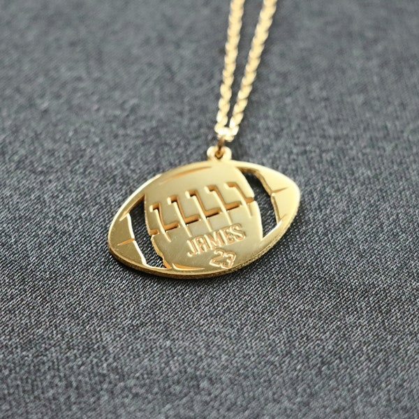 925 Sterling Silver American Football Necklace , Sport Jewelry, Football number Pendant, Sports Gift, Personalized Soccer Number Child Gift