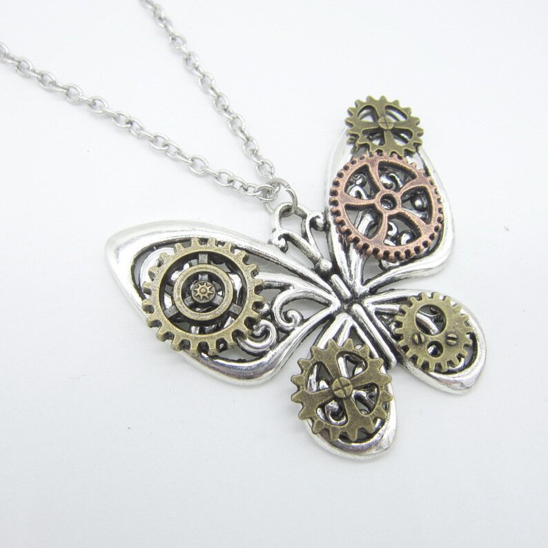 Steampunk Jewelry Necklace butterfly Gear Steampunk Necklace Steampunk pendant steampunk necklaces for women