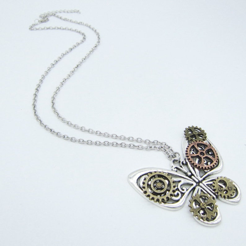 Steampunk Jewelry Necklace butterfly Gear Steampunk Necklace Steampunk pendant steampunk necklaces for women