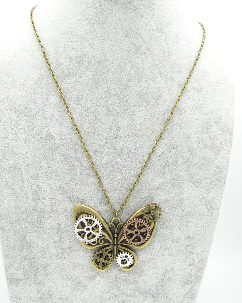 Steampunk Jewelry Necklace butterfly Gear Steampunk Necklace Steampunk pendant steampunk necklaces for women