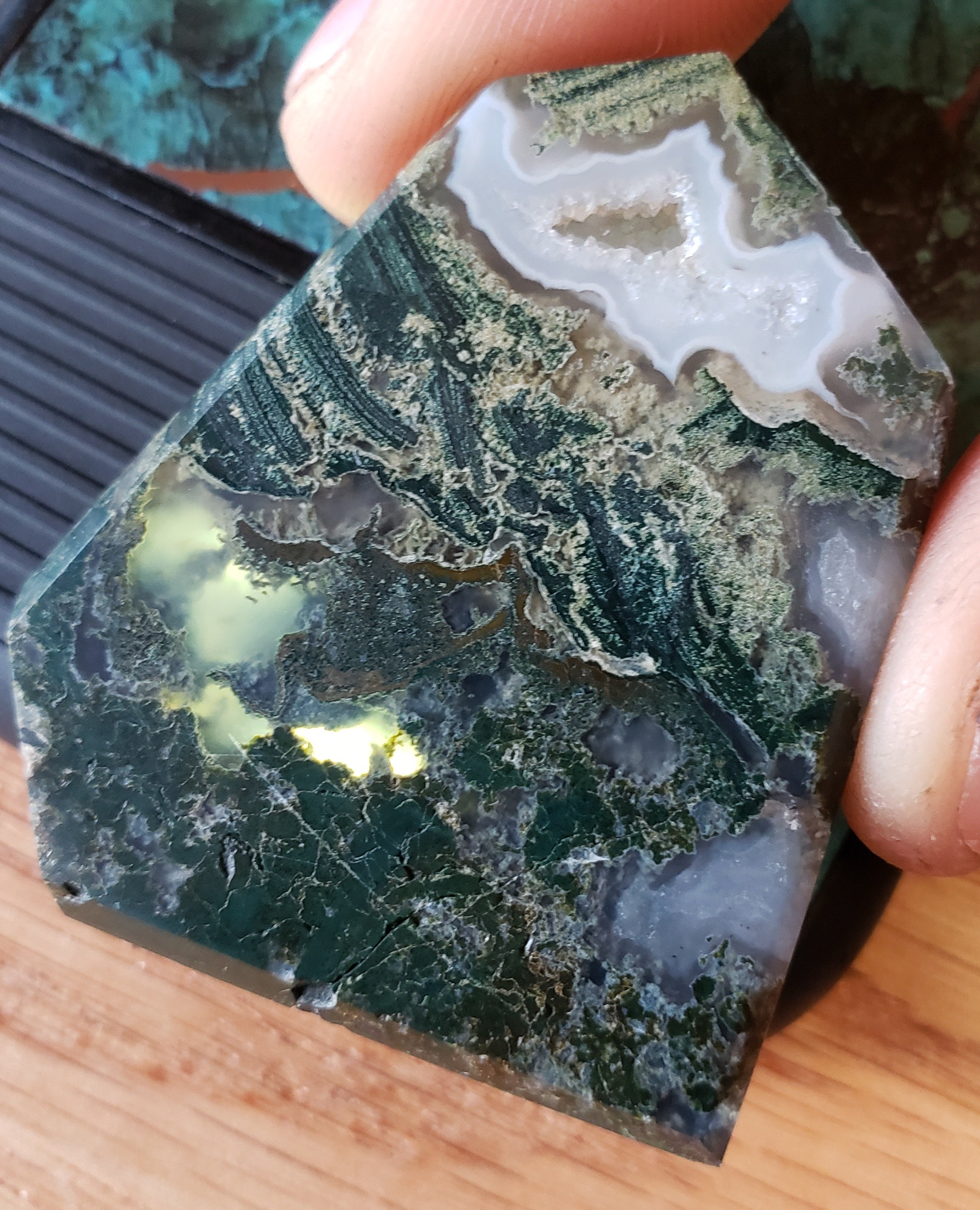 Hand harvested moss agate from the Ochoco mountain in Oregon. Etsy