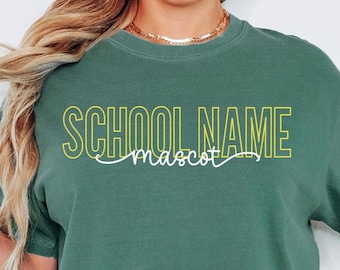 Comfort Colors® Custom School Mascot Shirt, School Spirit TShirt, Custom Mascot Tee, School Team T-Shirt, Back to School, Teacher Tees