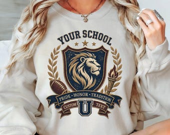 Custom Mascot Sweatshirt, School Spirit Shirt, Personalized Comfort Colors® Shirt, Back To School, Team Name Sweater, Football Game Day