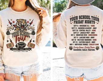 Custom Mascot Sweatshirt, School Spirit Shirt, Rock n Roll Tour Shirt, Team Name Sweater, Group Personalized Football Game Day Sweatshirt