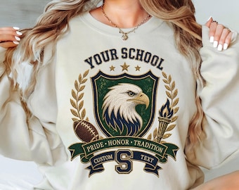 Custom Mascot Sweatshirt, School Spirit Shirt, Personalized Comfort Colors® Shirt, Back To School, Team Name Sweater, Football Game Day