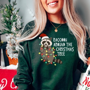 Funny Christmas Sweatshirt, Raccoon Christmas Shirt, Ugly Christmas Sweater, Raccoon Lover, Woodland Creature Christmas, Funny Holiday Shirt