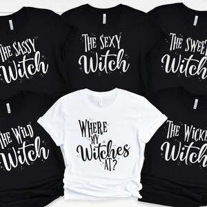 Where My Witches At?, Cute Halloween Tees, Funny Halloween Shirts, Halloween Party Top, Basic Witch, Halloween Bachelorette Party, Sorority bild 3