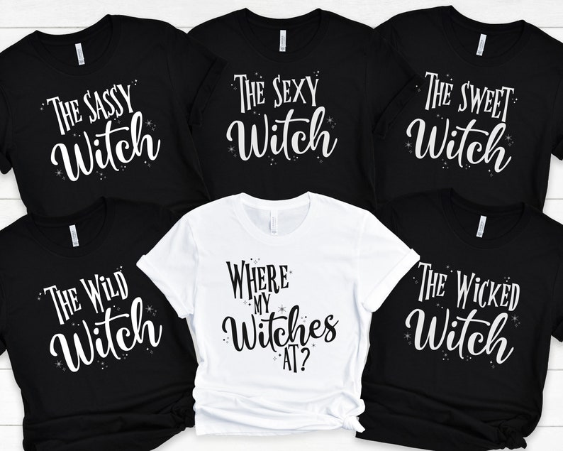 Where My Witches At?, Cute Halloween Tees, Funny Halloween Shirts, Halloween Party Top, Basic Witch, Halloween Bachelorette Party, Sorority bild 3
