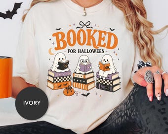 Halloween Teacher Shirt, Book Lover Halloween Shirt, Booked for Halloween Tee, Reading Teacher Shirt, Librarian Halloween Gift