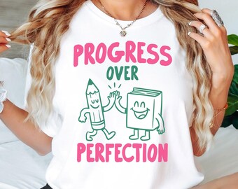 Progress over Perfection Teacher Shirt, Growth Mindset Tee, Comfort Colors 1717, Teacher Gift, Back to School, Motivational Teacher Tee