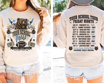Custom Mascot Sweatshirt, School Spirit Shirt, Rock n Roll Tour Shirt, Team Name Sweater, Group Personalized Football Game Day Sweatshirt