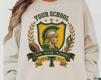 Custom Mascot Sweatshirt, School Spirit Shirt, Personalized Comfort Colors® Shirt, Back To School, Team Name Sweater, Football Game Day