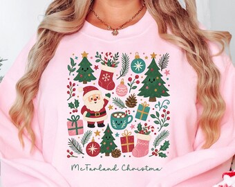 Personalized Christmas Shirt, Custom Christmas Sweatshirt, Cute Holiday Sweater, Custom Name Christmas Shirt, Family Christmas Crewneck
