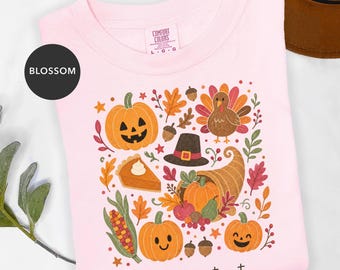 Personalized Fall Shirt, Custom Thanksgiving TShirt, Cute Autumn Tee, Pumpkin Turkey Shirt, Family Thanksgiving Tee, Comfort Colors