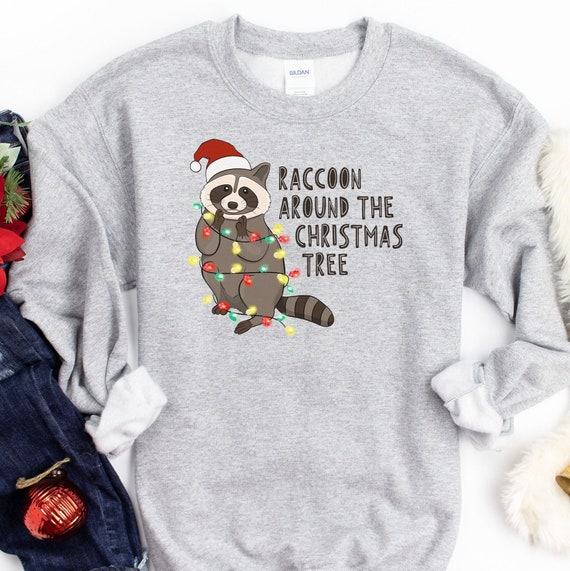 Funny Christmas Sweatshirt, Raccoon Christmas Sweater, Ugly