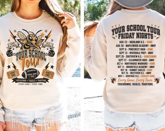 Custom Mascot Sweatshirt, School Spirit Shirt, Rock n Roll Tour Shirt, Team Name Sweater, Group Personalized Football Game Day Sweatshirt