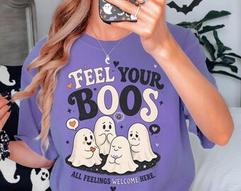 Feel Your Boos Halloween Shirt, School Psychologist Tee, Child Therapist, SPED Teacher Halloween Shirt, Teacher Ghost Shirt, Feelings Gift