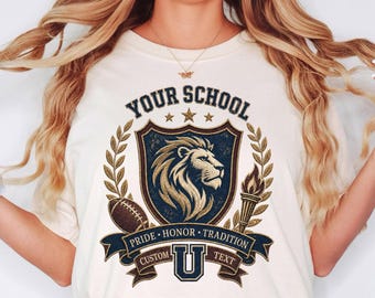 Custom Mascot Shirt, School Spirit Tee, Personalized Comfort Colors® Shirt, Back To School Tee, Team Name T-Shirt, Football Game Day Shirt