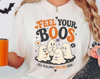 Feel Your Boos Halloween Shirt, School Psychologist Tee, Child Therapist, SPED Teacher Halloween Shirt, Teacher Ghost Shirt, Feelings Gift
