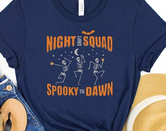 Night Shift Shirt, Halloween Night Shift Nurse TShirt, Night Shift Squad Shirts, Funny Nursing T-Shirt, Spooky ER Nurse Tee, Hospital Staff