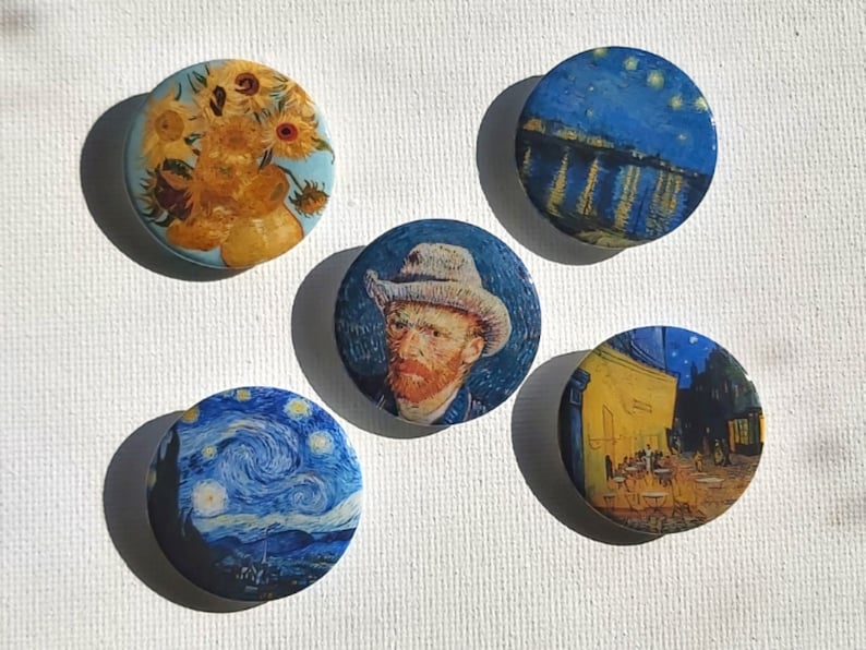 Van Gogh Painting Pin-back Buttons - Set of 5 Metal Button Pins - Etsy