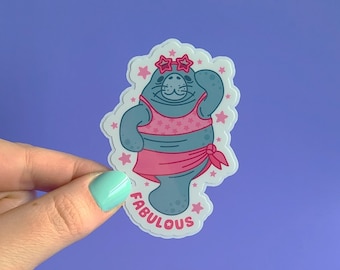 Fabulous Manatee - waterdichte glanzende vinyl strandlamantijnsticker
