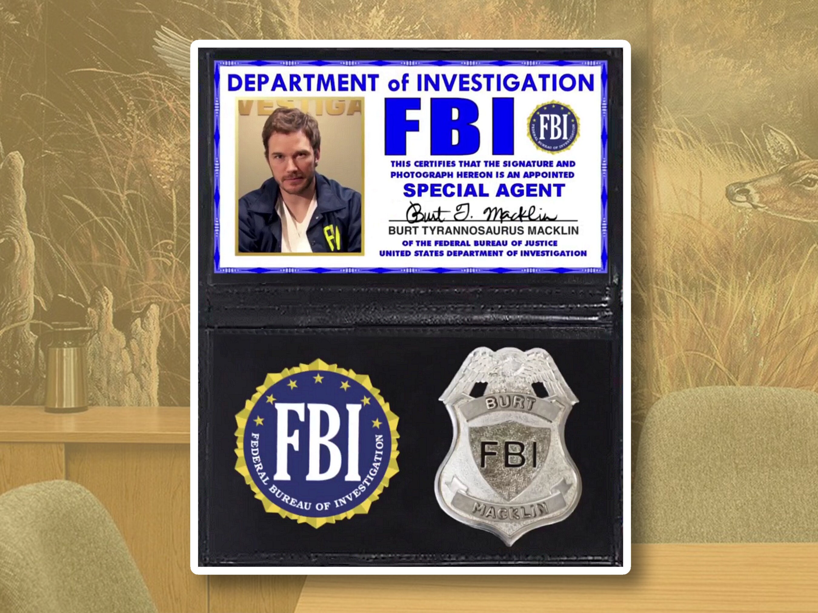 Parques y rec Burt Macklin FBI insignia pegatina brillante | Etsy