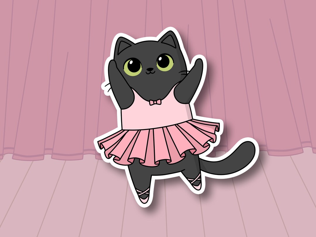 Ballerina Kitty - Waterproof Glossy Vinyl Cat Sticker - Etsy