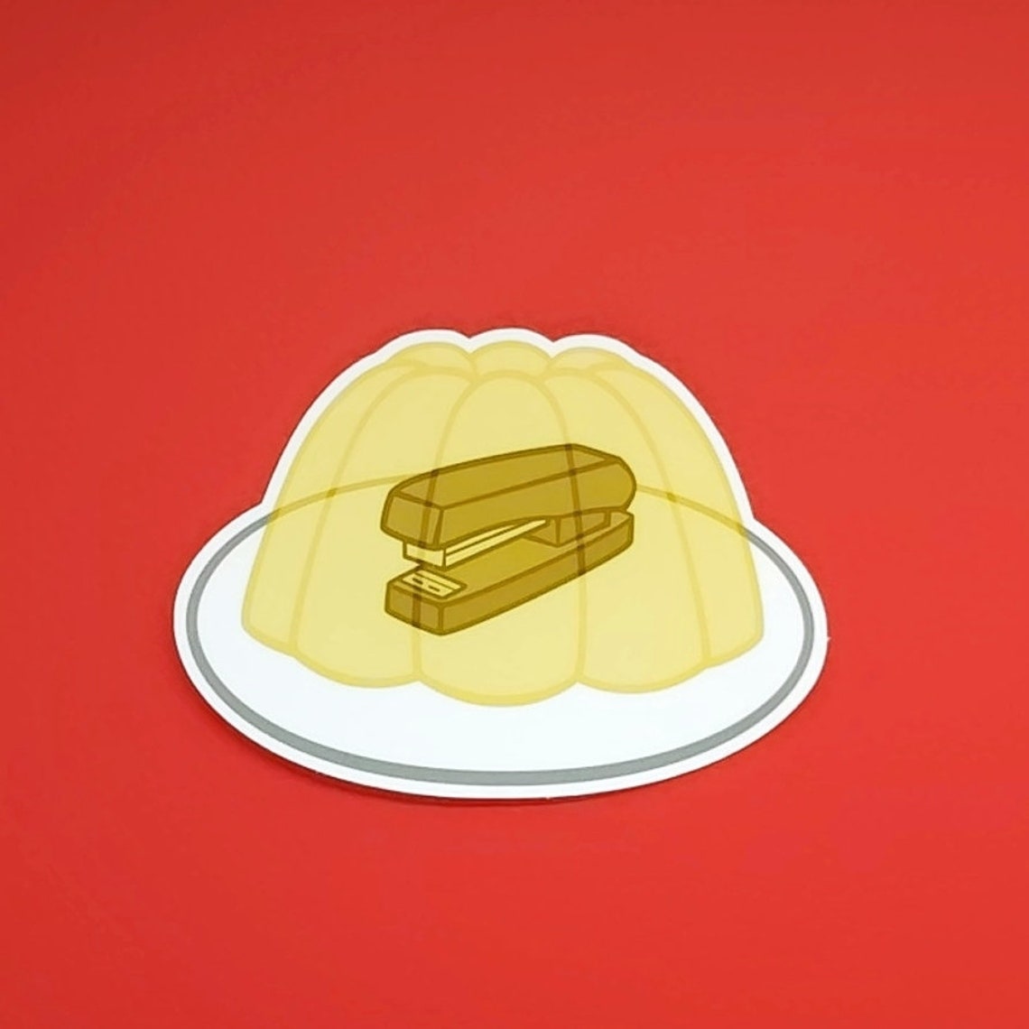 The office stapler in jello waterproof glossy sticker Etsy