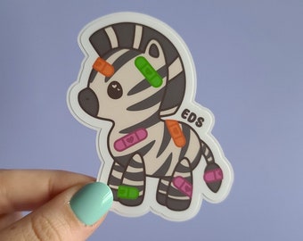 Ehlers-Danlos syndrome bandage zebra - waterproof matte vinyl EDS sticker