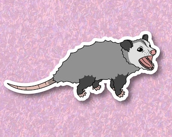 Cute hissing opossum - waterproof glossy vinyl sticker