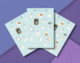 Cute Ghosts - Matte paper Halloween ghost sticker sheet