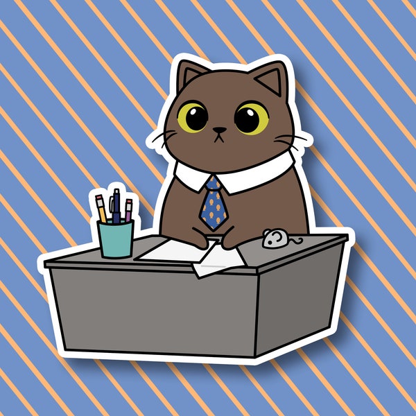 Business kitty - waterproof glossy vinyl cat sticker