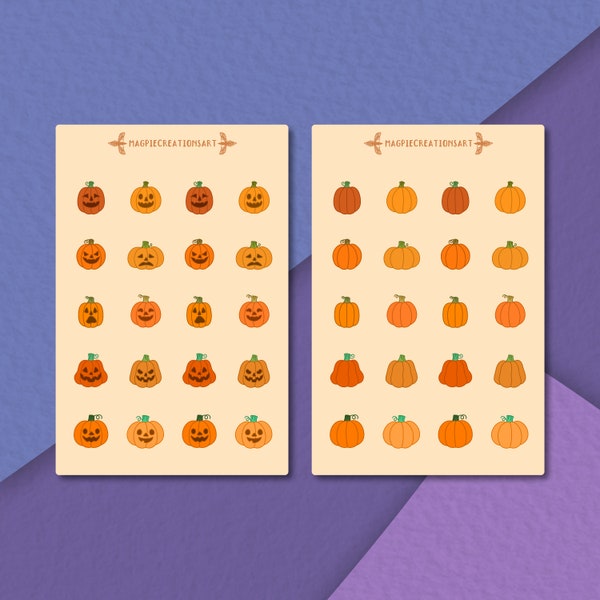 Pumpkins and Jack O' Lanterns - Matte paper Halloween pumpkin sticker sheets