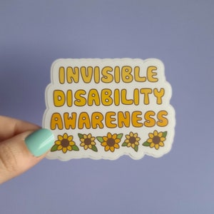 Sensibilisation invisible au handicap - autocollant de tournesol en vinyle mat imperméable à l’eau