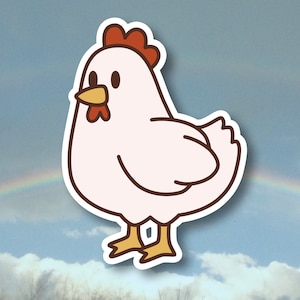Poulet de dessin animé mignon - autocollant en vinyle brillant imperméable à l’eau