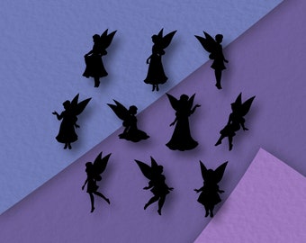 Fairy silhouettes - 10 digital dowload png and svg files for silhouette, cricut, stickers