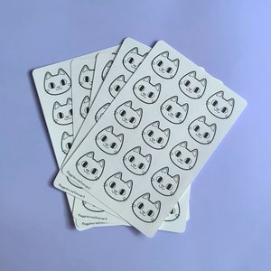 Color your own kitty - Set of 2 matte paper blank cat sticker sheets
