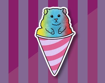 Hamster snowcone - waterproof glossy vinyl sticker