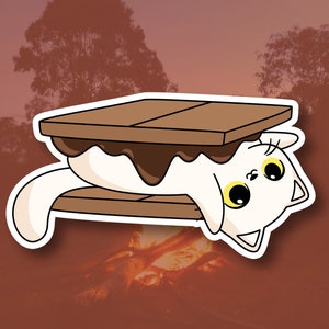 S'more kitty - waterproof glossy vinyl cat sticker