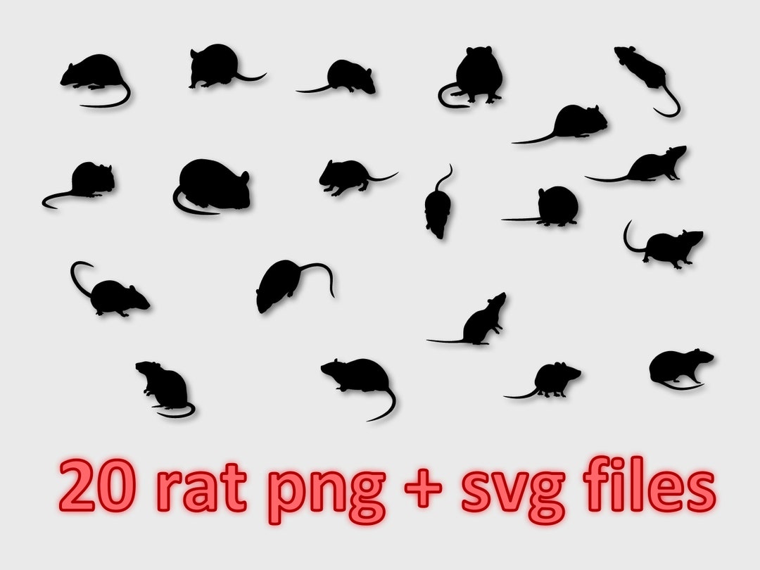 Rat Silhouettes 20 Digital Dowload Png and Svg Files for Silhouette