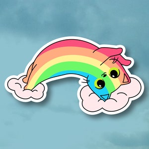 Rainbow kitty - waterproof glossy vinyl cat sticker