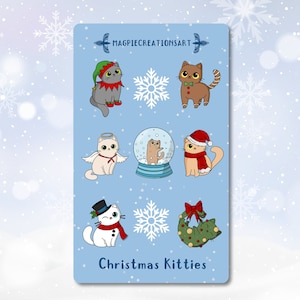 Christmas cats - waterproof glossy vinyl 3x5 kitty sticker sheet