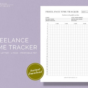 WORK: Freelance Time Tracker | Printable | Billing | Organization | A4 ... image.